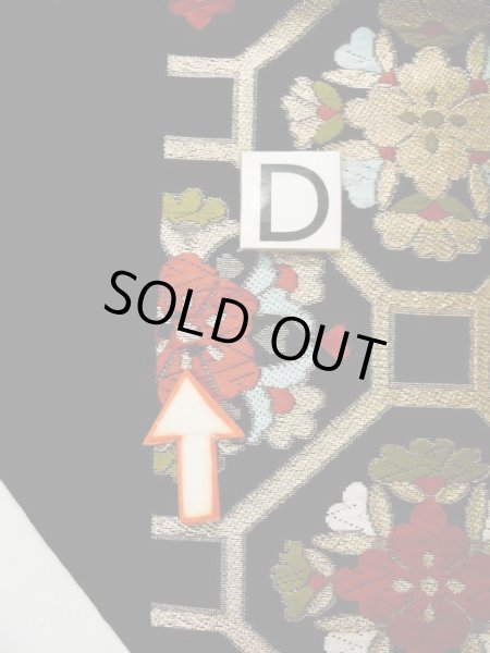 Photo15: L0216X Vintage Japanese Kimono   Black FUKURO OBI sash Flower Silk. (15)