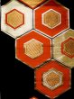 Photo3: L0216Y Vintage Japanese Kimono   Black FUKURO OBI sash Tortoise-shell pattern― Hexagonal pattern Silk. (3)