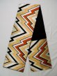 Photo1: L0217A Vintage Japanese Kimono   Black FUKURO OBI sash Zig Zag Silk. (1)