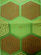 Photo4: L0218N Vintage Japanese Kimono   Green FUKURO OBI sash Tortoise-shell pattern― Hexagonal pattern Silk. (4)