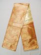 Photo1: L0218V Vintage Japanese Kimono Shiny  Gold FUKURO OBI sash Peony Silk. (1)