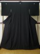 Photo1: L0224O Used Japanese women  Black MONTSUKI crests / Silk.    (Grade B) (1)