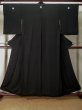 Photo1: L0224T Used Japanese women  Black MONTSUKI crests / Silk.    (Grade B) (1)