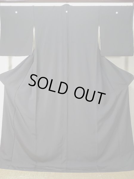 Photo1: L0224V Used Japanese women  Black MONTSUKI crests / Silk.    (Grade B) (1)