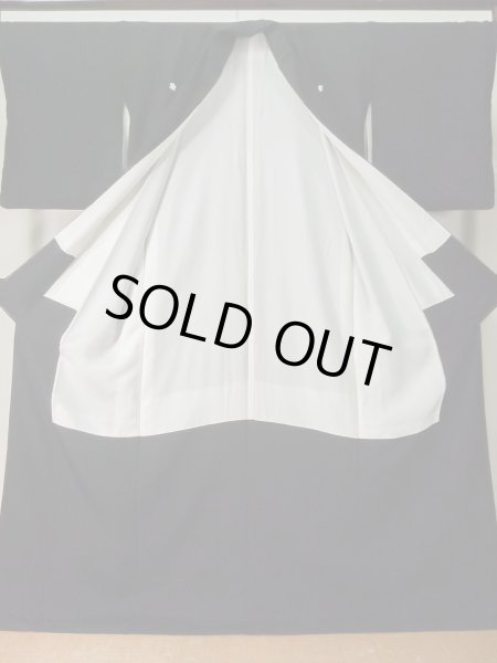 Photo2: L0224V Used Japanese women  Black MONTSUKI crests / Silk.    (Grade B) (2)