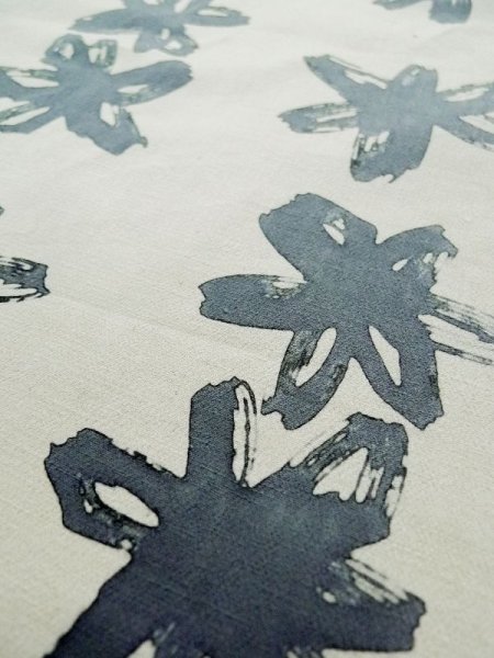 Photo11: L0309C Used Japanese women  Off White YUKATA summer(made in Japan) / Cotton/hemp Flower,   (Grade C) (11)