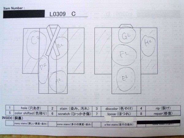 Photo14: L0309C Used Japanese women  Off White YUKATA summer(made in Japan) / Cotton/hemp Flower,   (Grade C) (14)