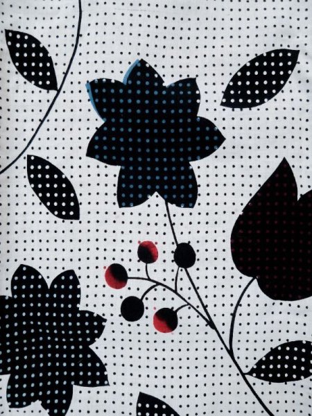 Photo4: L0309K Used Japanese women  Off White YUKATA summer(made in Japan) / Linen. Flower,   (Grade B) (4)