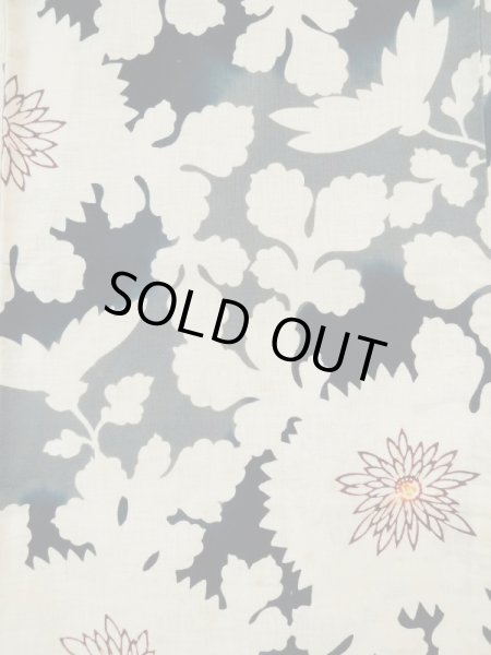 Photo3: L0309M Used Japanese women  Off White YUKATA summer(made in Japan) / Linen. Flower,   (Grade C) (3)