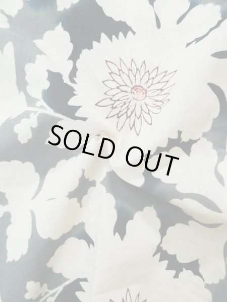 Photo12: L0309M Used Japanese women  Off White YUKATA summer(made in Japan) / Linen. Flower,   (Grade C) (12)