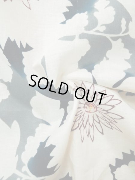 Photo13: L0309M Used Japanese women  Off White YUKATA summer(made in Japan) / Linen. Flower,   (Grade C) (13)