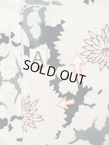 Photo15: L0309M Used Japanese women  Off White YUKATA summer(made in Japan) / Linen. Flower,   (Grade C) (15)