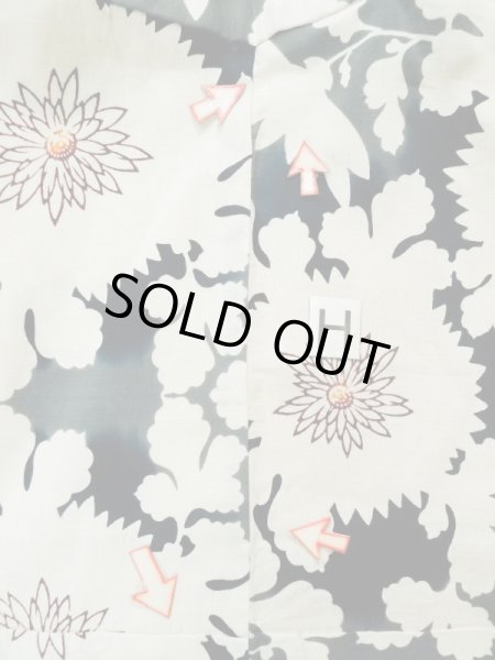 Photo22: L0309M Used Japanese women  Off White YUKATA summer(made in Japan) / Linen. Flower,   (Grade C) (22)