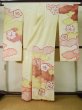 Photo4: L0309R Used Japanese womenSmoky  Green FURISODE long-sleeved / Silk. UME plum bloom,   (Grade B) (4)