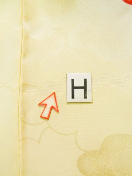 Photo24: L0309R Used Japanese womenSmoky  Green FURISODE long-sleeved / Silk. UME plum bloom,   (Grade B) (24)