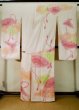 Photo4: L0309T Used Japanese womenSmoky Creamy Kahki FURISODE long-sleeved / Silk. Colud,   (Grade B) (4)