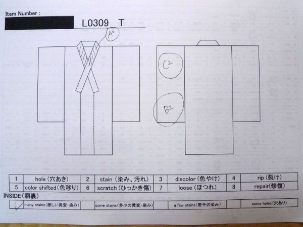 Photo18: L0309T Used Japanese womenSmoky Creamy Kahki FURISODE long-sleeved / Silk. Colud,   (Grade B) (18)