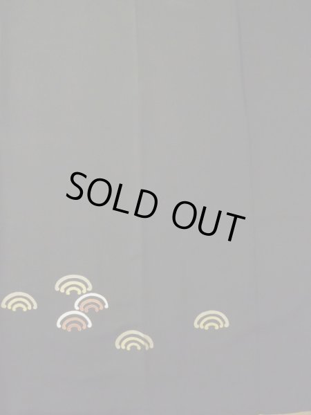 Photo6: L0316C Used Japanese women  Black TOMESODE formal / Silk.  motif: Japanese spiny lobster(rare design), Kotobuki(kanji)  (Grade B) (6)