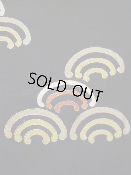 Photo8: L0316C Used Japanese women  Black TOMESODE formal / Silk.  motif: Japanese spiny lobster(rare design), Kotobuki(kanji)  (Grade B) (8)