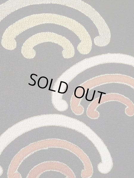 Photo9: L0316C Used Japanese women  Black TOMESODE formal / Silk.  motif: Japanese spiny lobster(rare design), Kotobuki(kanji)  (Grade B) (9)