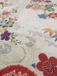 Photo16: L0316E Used Japanese womenShiny  Off White FURISODE long-sleeved / Silk. Flower,   (Grade B) (16)