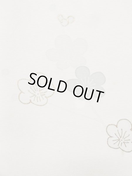 Photo7: L0316G Used Japanese women  Off White HOUMONGI formal / Silk. Chrysanthemum,   (Grade C) (7)