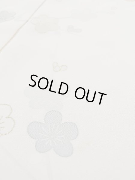 Photo11: L0316G Used Japanese women  Off White HOUMONGI formal / Silk. Chrysanthemum,   (Grade C) (11)