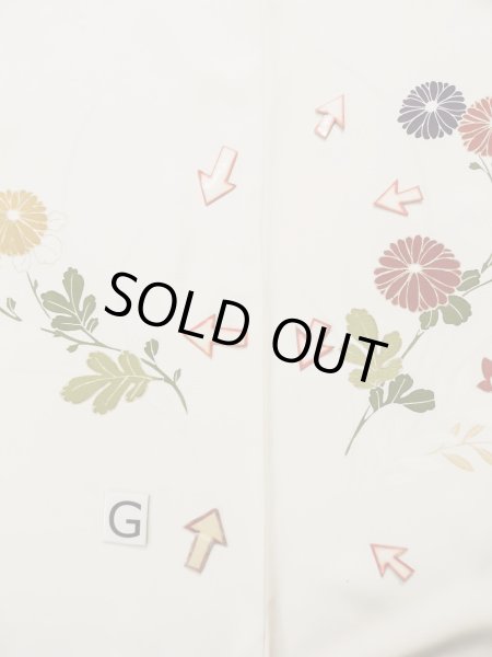 Photo24: L0316G Used Japanese women  Off White HOUMONGI formal / Silk. Chrysanthemum,   (Grade C) (24)