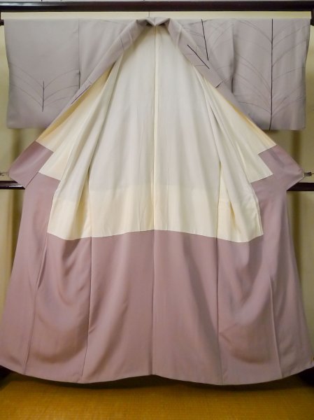 Photo2: L0316I Used Japanese womenSmoky Creamy Rose TSUKESAGE formal / Silk. Abstract pattern   (Grade C) (2)