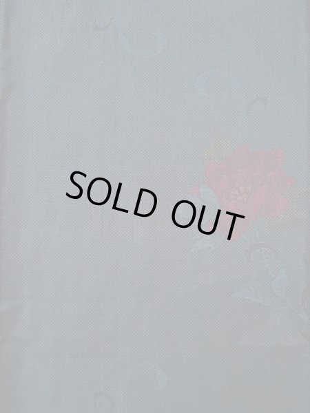 Photo4: Mint L0316J Used Japanese womenSmoky  Coral OSHIMA TSUMGI pongee / Silk. Flower   (Grade A+) (4)