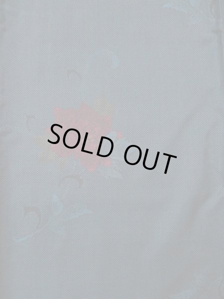 Photo5: Mint L0316J Used Japanese womenSmoky  Coral OSHIMA TSUMGI pongee / Silk. Flower   (Grade A+) (5)