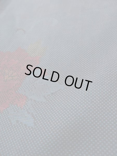 Photo11: Mint L0316J Used Japanese womenSmoky  Coral OSHIMA TSUMGI pongee / Silk. Flower   (Grade A+) (11)