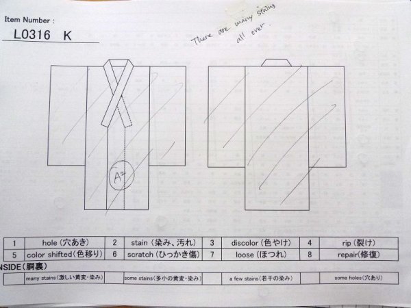 Photo14: L0316K Used Japanese womenSmoky  Orange Pour Dyed Yukata / Cotton. Flower,   (Grade D) (14)