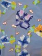 Photo16: L0316K Used Japanese womenSmoky  Orange Pour Dyed Yukata / Cotton. Flower,   (Grade D) (16)