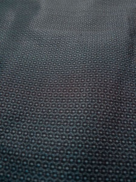 Photo7: L0316O Used Japanese men  Blue Men's Kimono / Silk. Tortoise-shell pattern― Hexagonal pattern   (Grade B) (7)