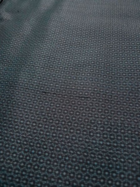 Photo8: L0316O Used Japanese men  Blue Men's Kimono / Silk. Tortoise-shell pattern― Hexagonal pattern   (Grade B) (8)
