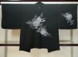 Photo2: L0318A Used Japanese women  Black HAORI short jacket / Silk. HAGI flower,   (Grade B) (2)