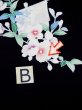 Photo14: L0318B Used Japanese women  Black HAORI short jacket / Silk. Flower motif: screen  (Grade B) (14)