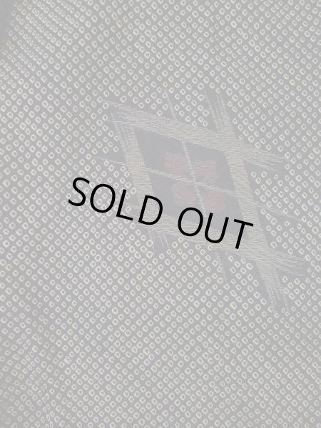 Photo3: L0318D Used Japanese women  Black HAORI short jacket / Silk. Lozenges   (Grade C) (3)