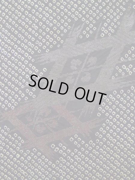 Photo6: L0318D Used Japanese women  Black HAORI short jacket / Silk. Lozenges   (Grade C) (6)