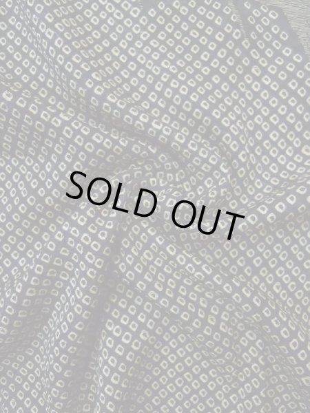 Photo12: L0318D Used Japanese women  Black HAORI short jacket / Silk. Lozenges   (Grade C) (12)