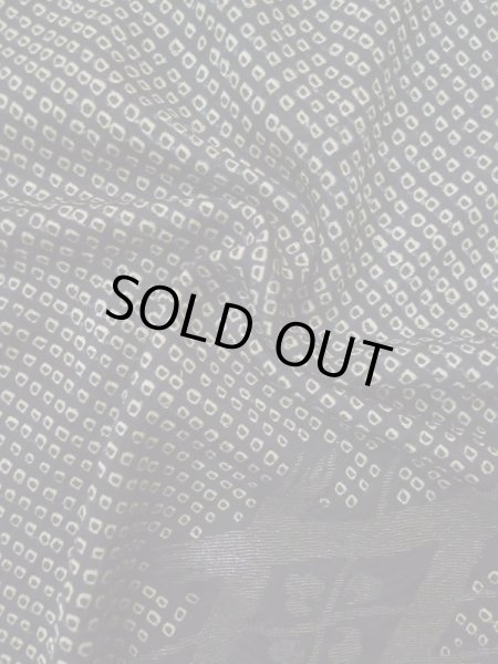 Photo13: L0318D Used Japanese women  Black HAORI short jacket / Silk. Lozenges   (Grade C) (13)