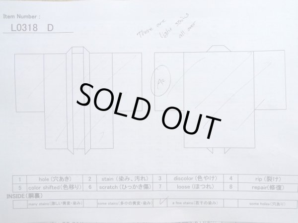 Photo14: L0318D Used Japanese women  Black HAORI short jacket / Silk. Lozenges   (Grade C) (14)