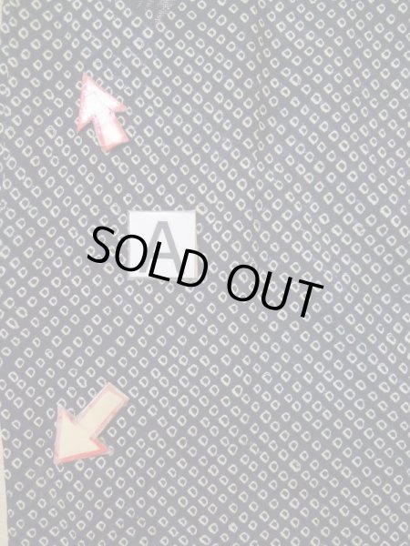 Photo15: L0318D Used Japanese women  Black HAORI short jacket / Silk. Lozenges   (Grade C) (15)