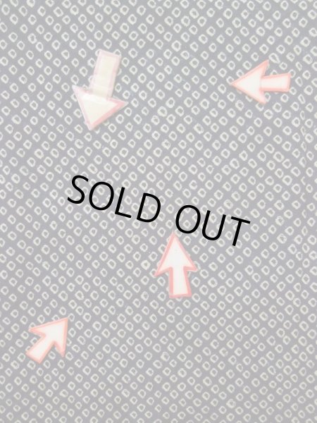 Photo16: L0318D Used Japanese women  Black HAORI short jacket / Silk. Lozenges   (Grade C) (16)