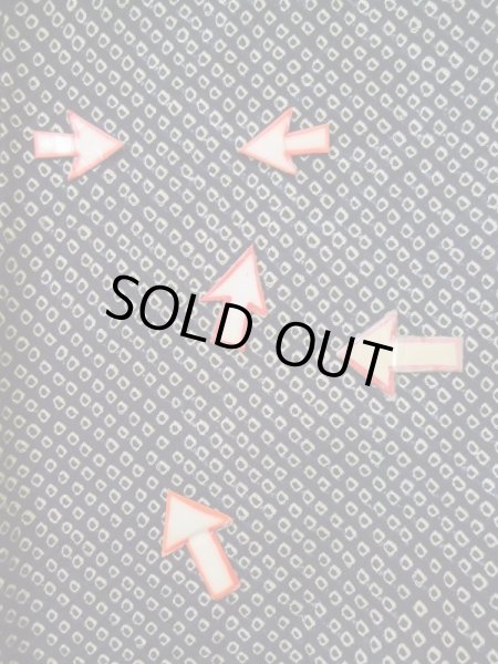 Photo17: L0318D Used Japanese women  Black HAORI short jacket / Silk. Lozenges   (Grade C) (17)