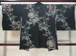 Photo2: L0318E Used Japanese women  Black HAORI short jacket / Silk. Chrysanthemum,   (Grade B) (2)