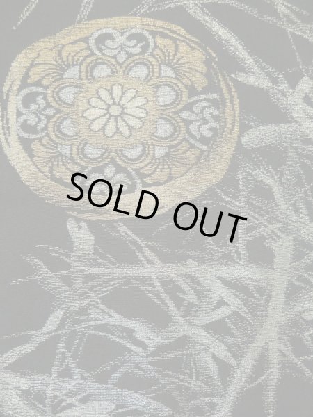 Photo8: L0318E Used Japanese women  Black HAORI short jacket / Silk. Chrysanthemum,   (Grade B) (8)