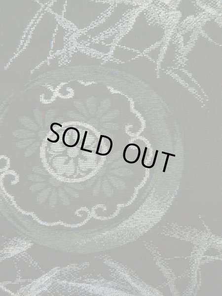 Photo9: L0318E Used Japanese women  Black HAORI short jacket / Silk. Chrysanthemum,   (Grade B) (9)