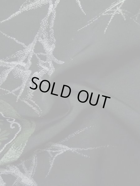 Photo13: L0318E Used Japanese women  Black HAORI short jacket / Silk. Chrysanthemum,   (Grade B) (13)